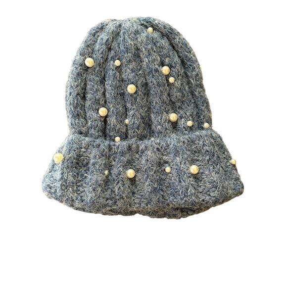 Natasha Knit Winter Hat with Pearl Accents - Picture 2 of 5